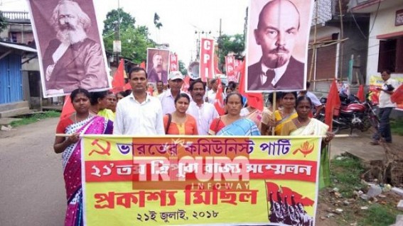 CPI marched at Agartala with Lenin, Marx photos  